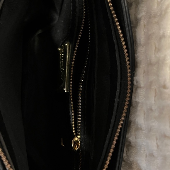 Anna Paola Black Leather Shoulder Bag Scandi Girl Glam Classic Made in Italy